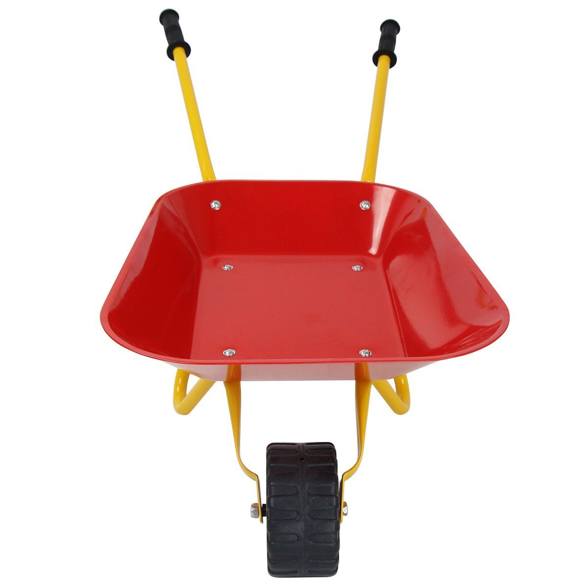 Outdoor Kids Toy Wheelbarrow w/Steel Tray and Rubber Hand Grips, Durable Metal Construction