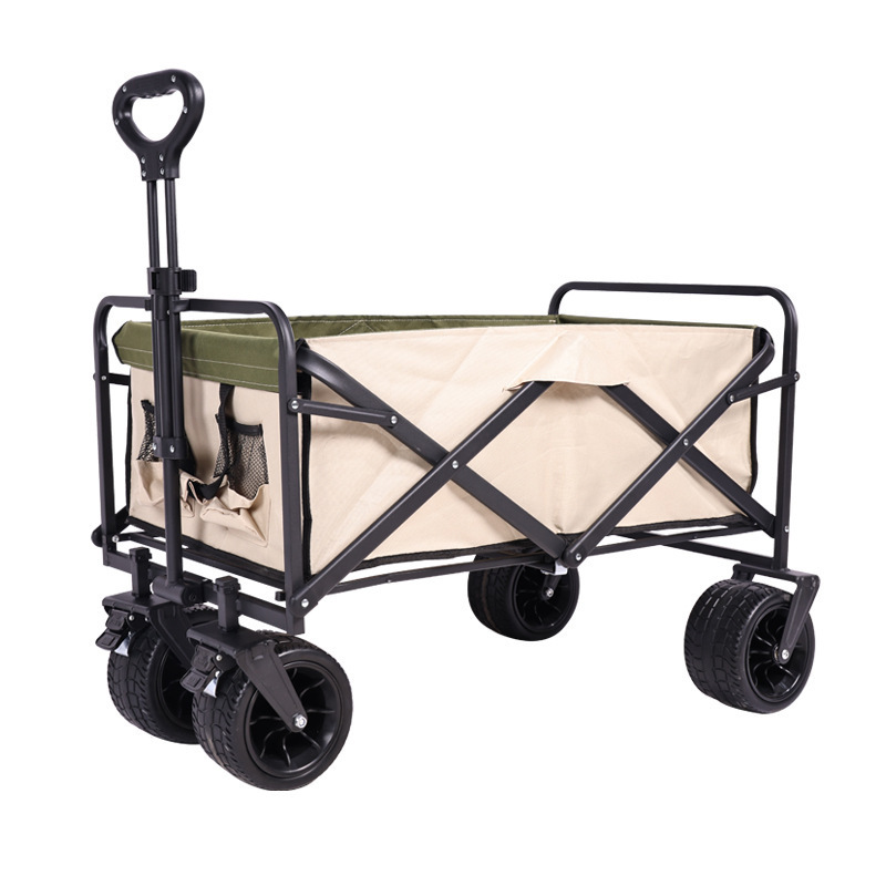 Tongshunfa Heavy Duty Collapsible Folding All Terrain Utility Wagon Beach Cart With Egg Roll Table And Tailgate