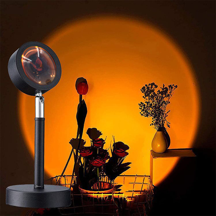 Hot SaleUSB Bedside smart Night Lights Atmosphere projection Lampe Led Projector Floor Lighting Rainbow Sunset light with tripod