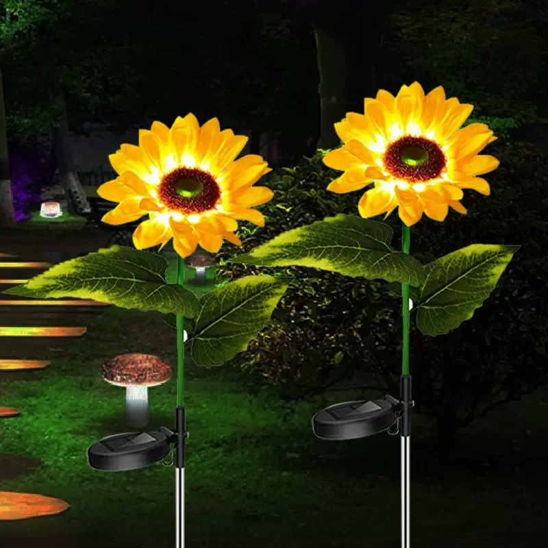 Hot Sale Outdoor solar sunflower lights patio garden lawn party decorative ground-plug lights