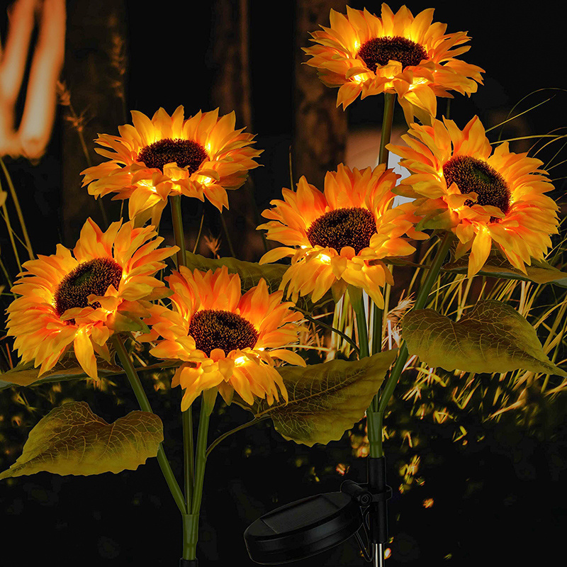 Hot Sale Outdoor solar sunflower lights patio garden lawn party decorative ground-plug lights