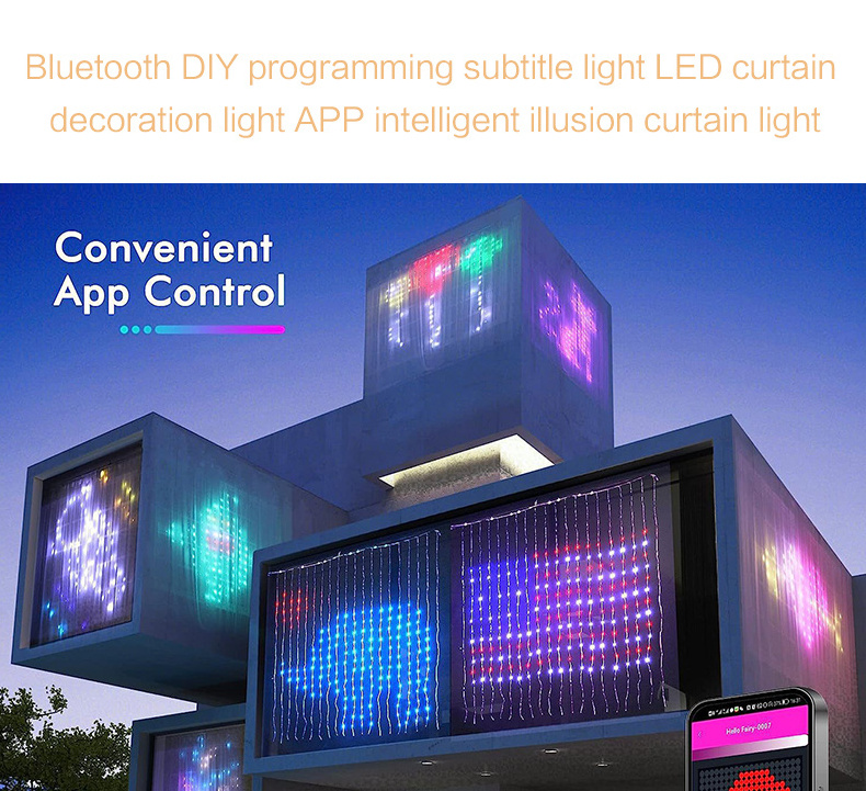 Hot Sale 2*2M App Control Christmas Smart Rgb Pixel Addressable Curtain Lights Party Programmable Led Fairy Smart Curtain Lights