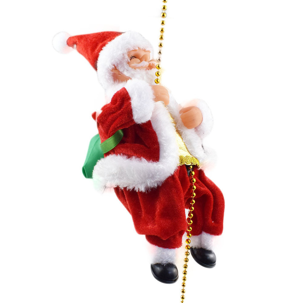 Electric Climbing Rope Ladder Santa Claus with Music Decoration for Christmas Tree Hanging Decor Xmas Gift window decoration