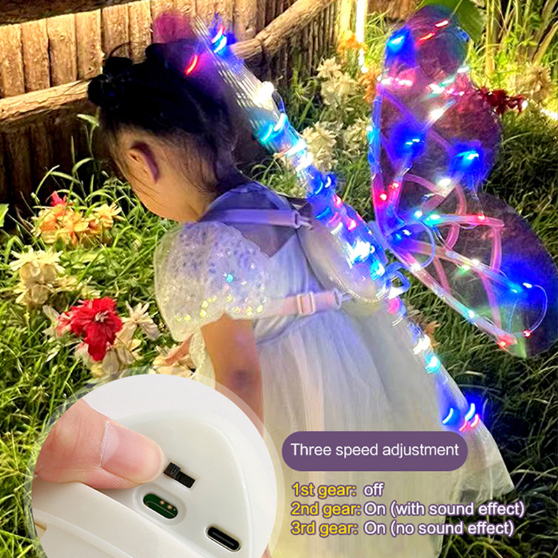 2023 Electric Butterfly Wings Fairy Wings Butterfly Girls Women's LED Light Dress Up Wings Toys Party Decorations