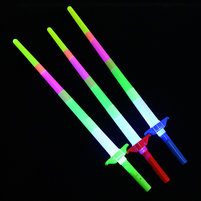 LED Glow Stick 4 Section expandable LED Glow Sword Children's toy Flashing Glow Stick Concert party supplies props