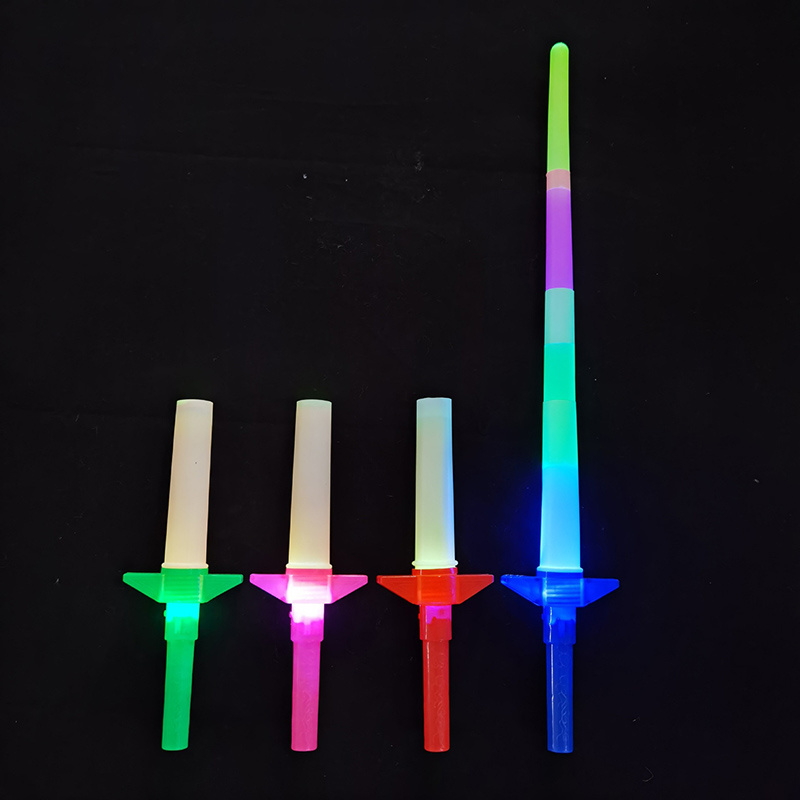 LED Glow Stick 4 Section expandable LED Glow Sword Children's toy Flashing Glow Stick Concert party supplies props