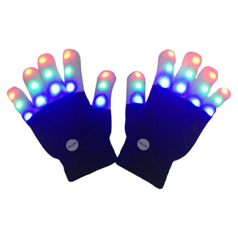 Wholesale Custom finger light up mitten party laser rgb flashing light led gloves