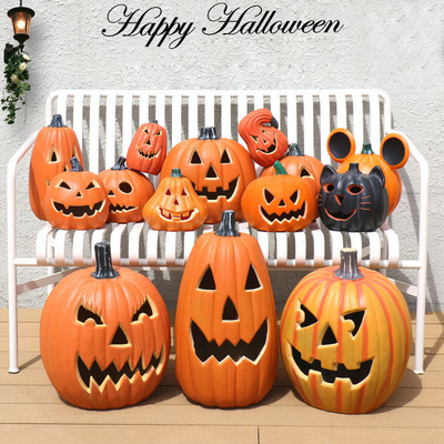 Halloween Pumpkin Lantern Decorations Scene Layout Hollow Luminous Big Pumpkin Are Used to Halloween Party A1 Easter Decoration