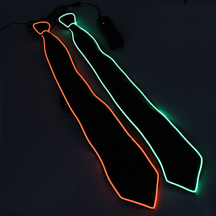 Factory wholesale EL Glow Tie Christmas party celebration Glow props EL Wire Glow tie LED cold light tie