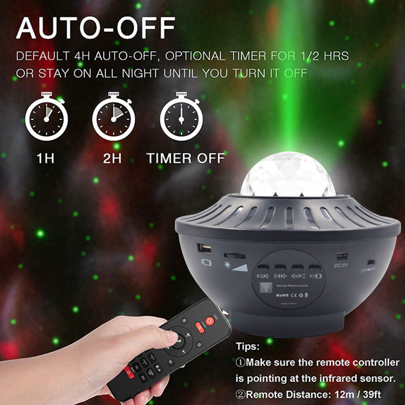 2022 New Smart Rotatable Star Night Lights for Kids Sky Laser Cove Lamp 360 LED Music Projector Light