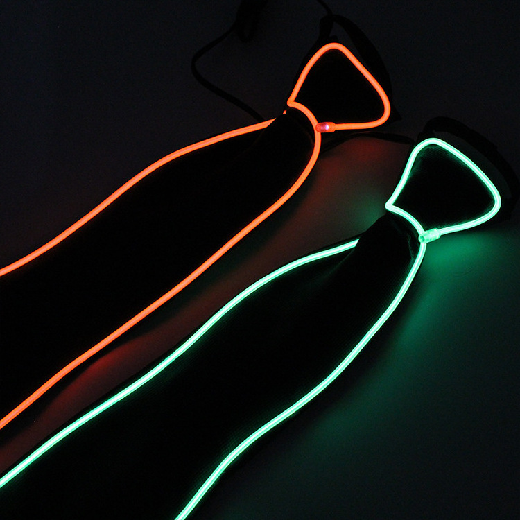 Factory wholesale EL Glow Tie Christmas party celebration Glow props EL Wire Glow tie LED cold light tie