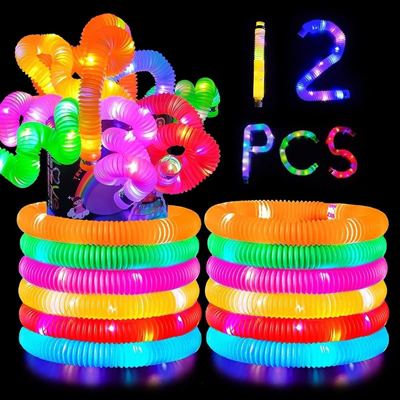 New Arrival Bendable Led Light Up Pop Tube Fidget Sensory Toys Sets Magic Pop Tubes With Light