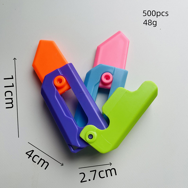 Hot SaleNew radish knife double knife creative decompression toy 3D gravity folding glow in the dark double knife children's toy