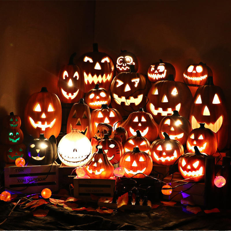 Halloween Pumpkin Lantern Decorations Scene Layout Hollow Luminous Big Pumpkin Are Used to Halloween Party A1 Easter Decoration