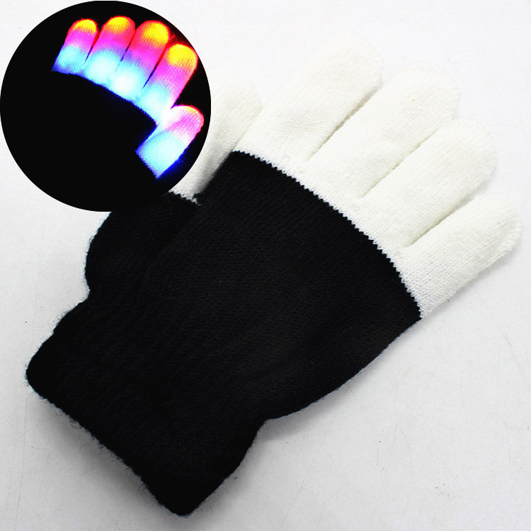 Wholesale Custom finger light up mitten party laser rgb flashing light led gloves