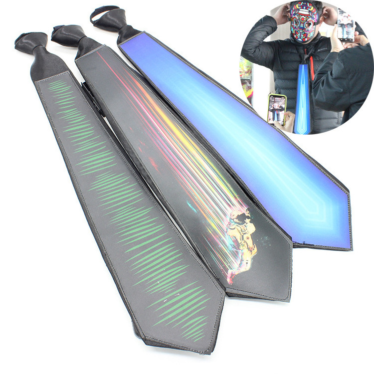 Wholesale  Rave Glow Light Up Necktie Neon Led Ties For Halloween Christmas Rave Party Show Performance Costume Accessory