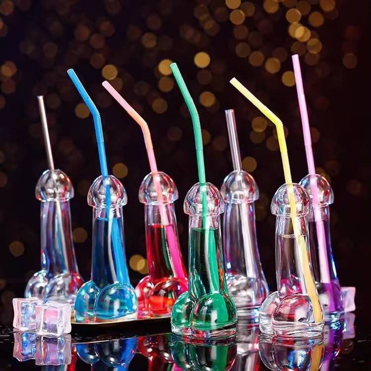 Erotic Bachelor Party Slammer willy penis shaped Glass Bottle Mardi Gras Party KTV Bar Club Supply Adult Male Cocktail Cups