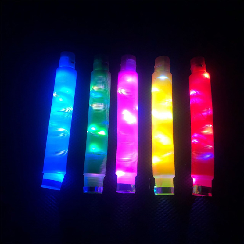 New Arrival Bendable Led Light Up Pop Tube Fidget Sensory Toys Sets Magic Pop Tubes With Light