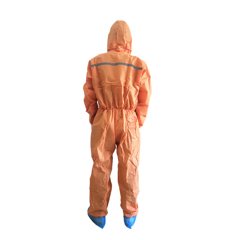 disposable SMS 3ply EN14126 anti-static Orange Protective Coverall 45gsm non-woven fabric Plus size work coveralls