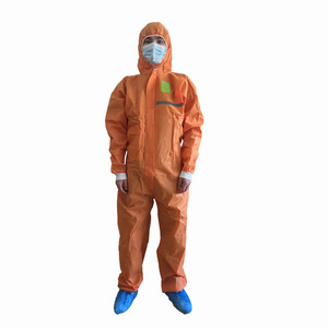 disposable SMS 3ply EN14126 anti-static Orange Protective Coverall 45gsm non-woven fabric Plus size work coveralls