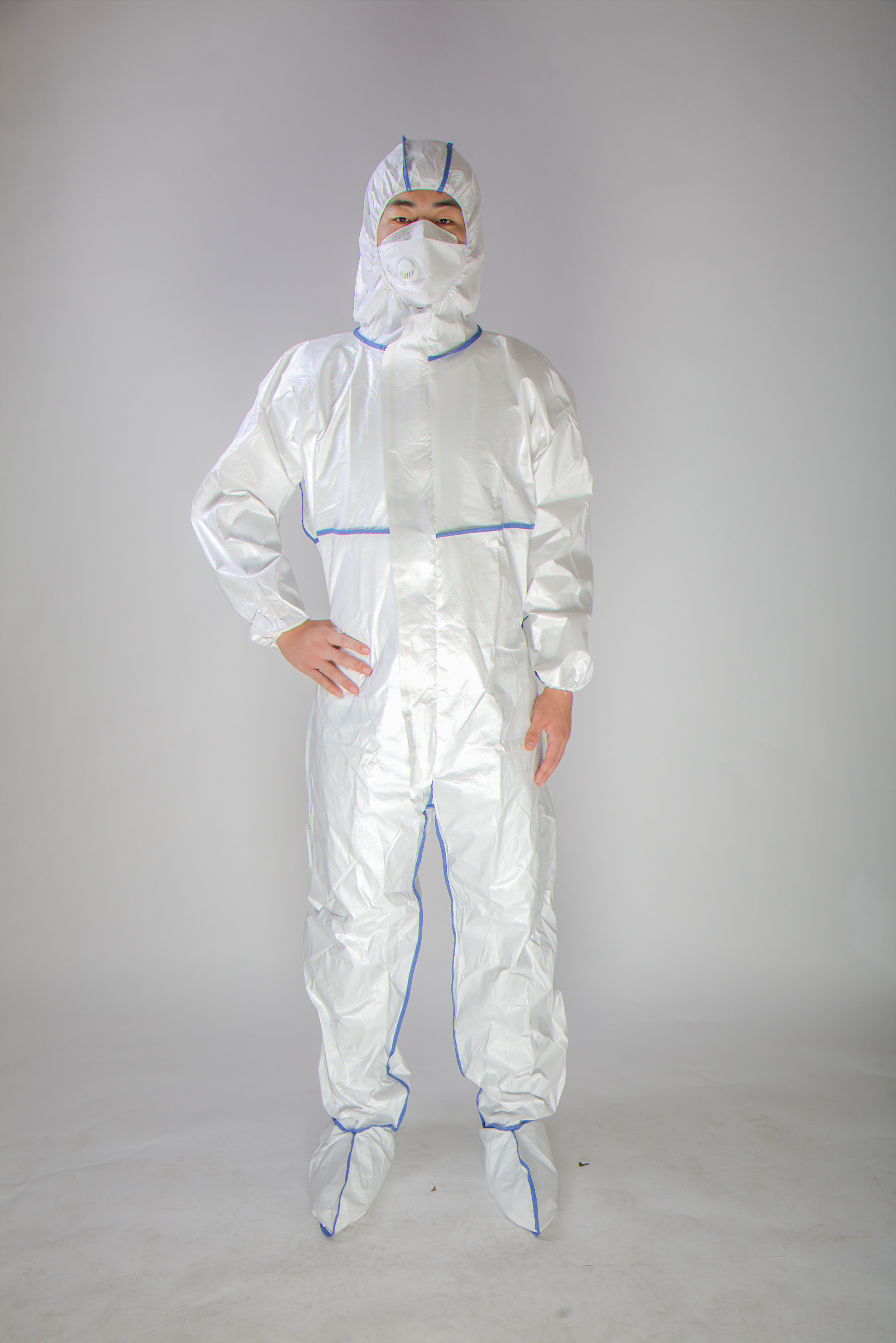 disposable non woven protective clothing coveralls with shoe cover ppe protection men's suits