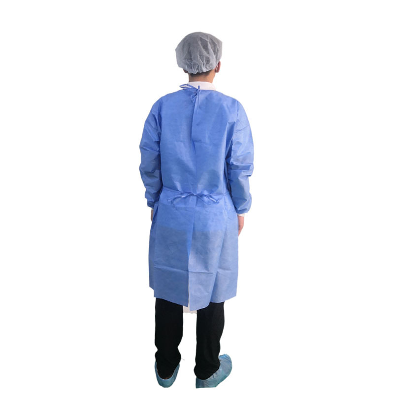 Personal protection equipment disposable nonwoven non medical lab coat isolation gown blue