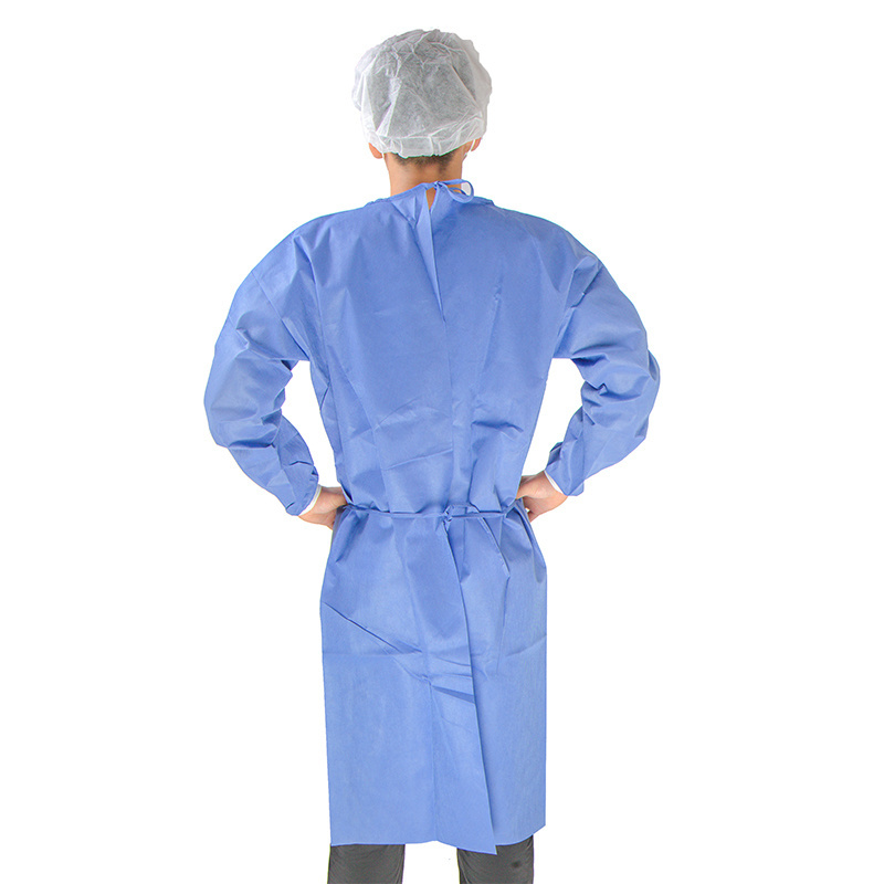 Personal protection equipment disposable nonwoven non medical lab coat isolation gown blue