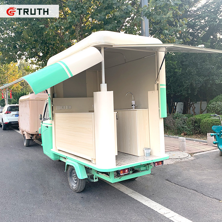 electric tricycle trolley food cart bicycle ape motorcycle coffee ice cream churros catering trailer fast food truck for sale