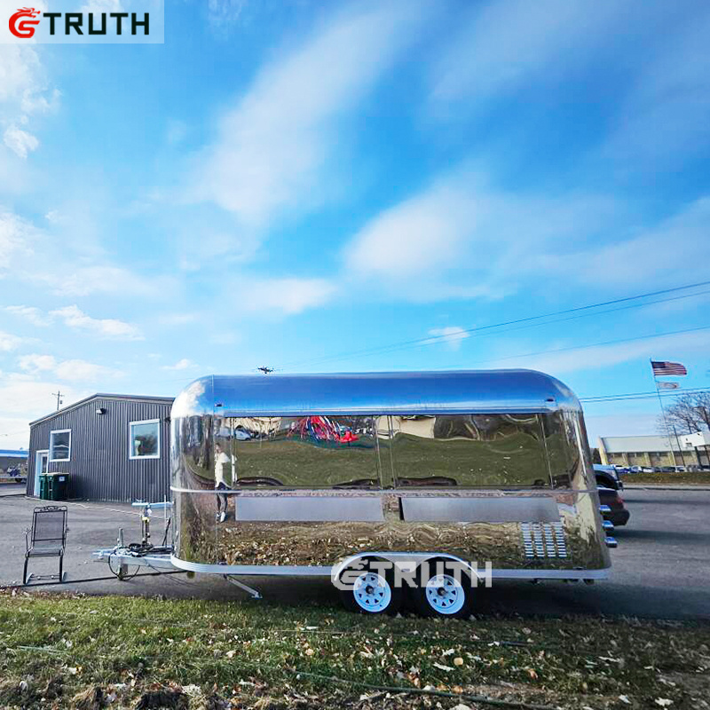 TRUTH Australia Standard mobile food truck mirror stainless steel  airstream custom popcorn food trailer for sale