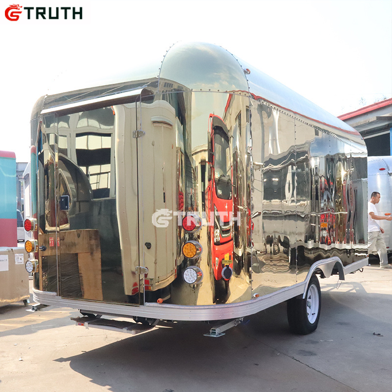 Mobile Kitchen Pizza BBQ Fast Food Trailer Fully Equipped Mobile Remorque Ice Cream Airstream Food Truck for Sale in USA