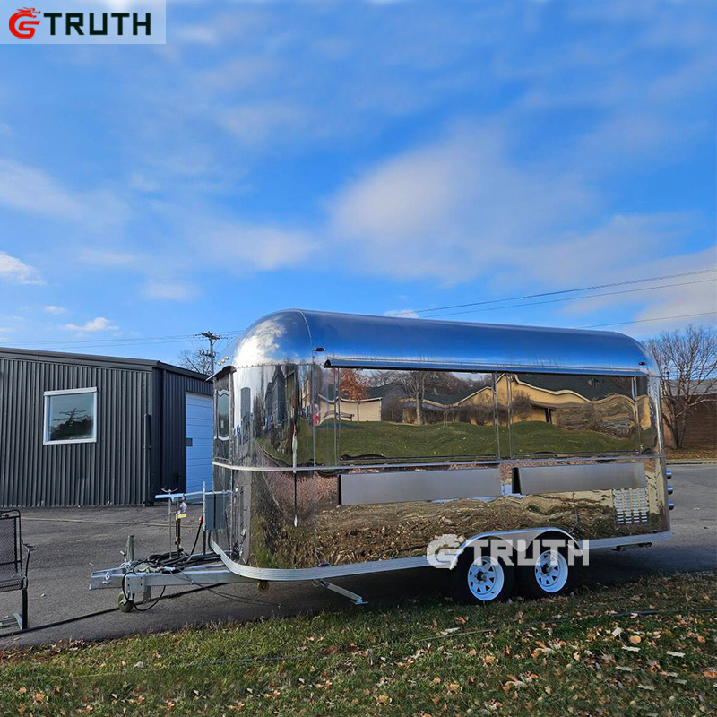 TRUTH Australia Standard mobile food truck mirror stainless steel  airstream custom popcorn food trailer for sale