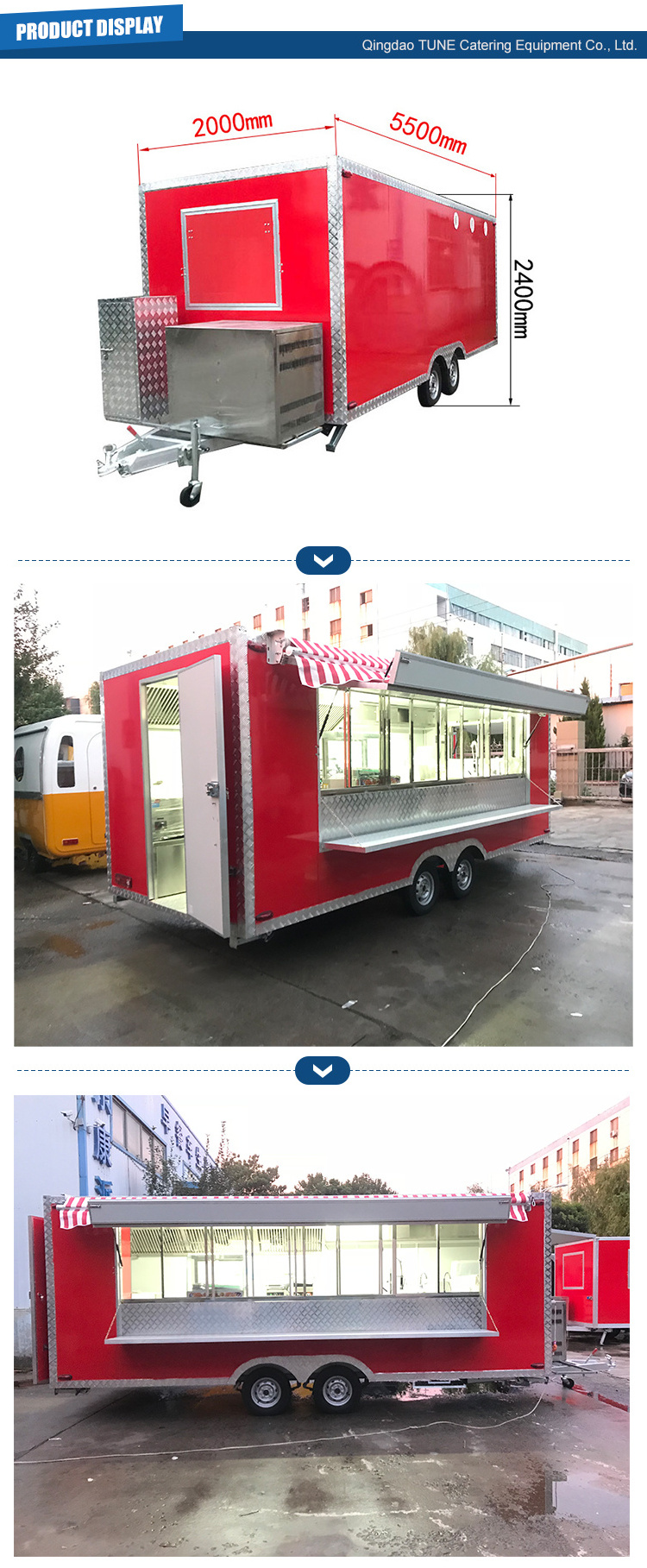 TUNE Hamburgers Carts Food Cart BBQ Fast Food Truck Shipping Container Food Trailer