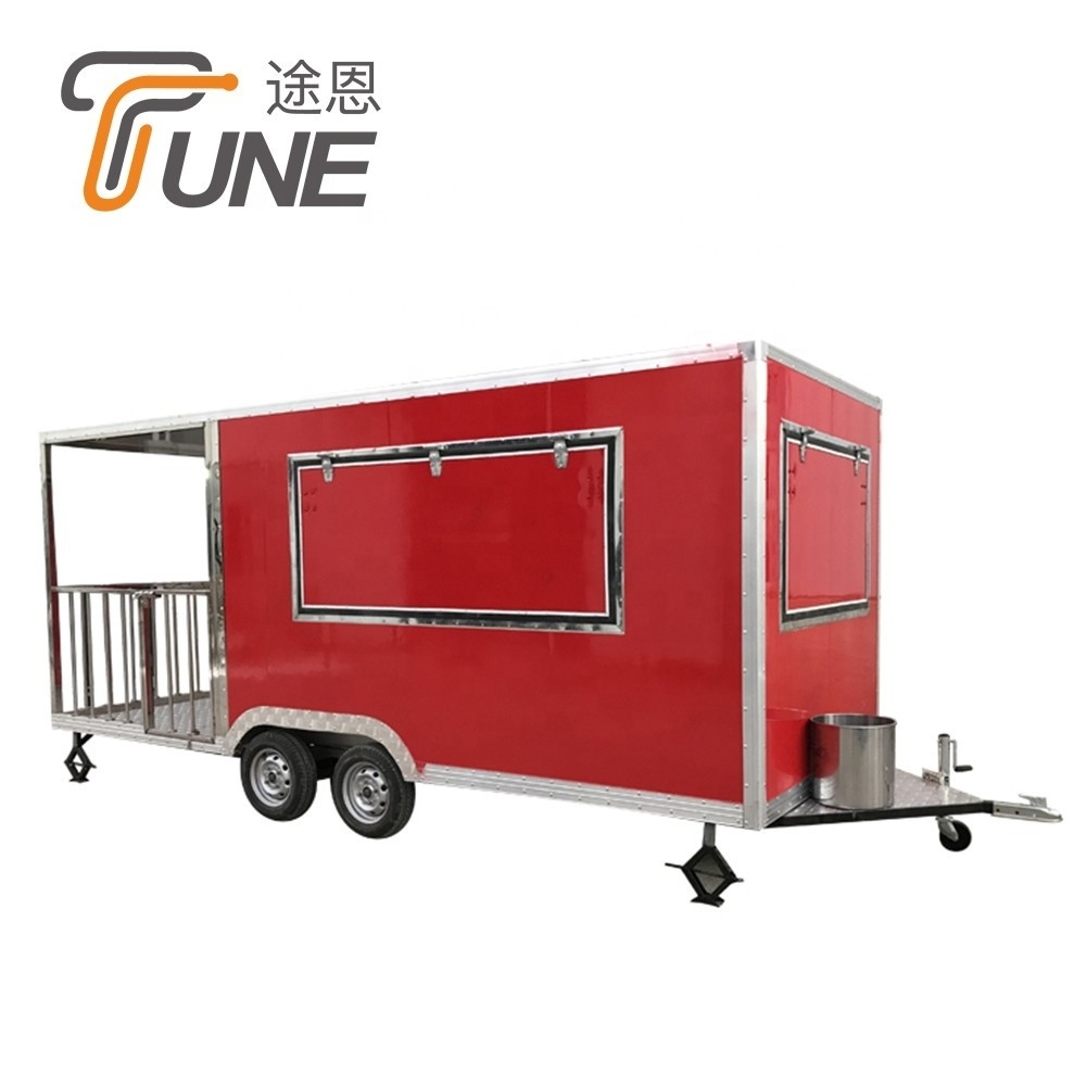 TUNE High Quality Big Caravan Fast Food Cart Freezer Food Trailer China Manufacture with Wheels