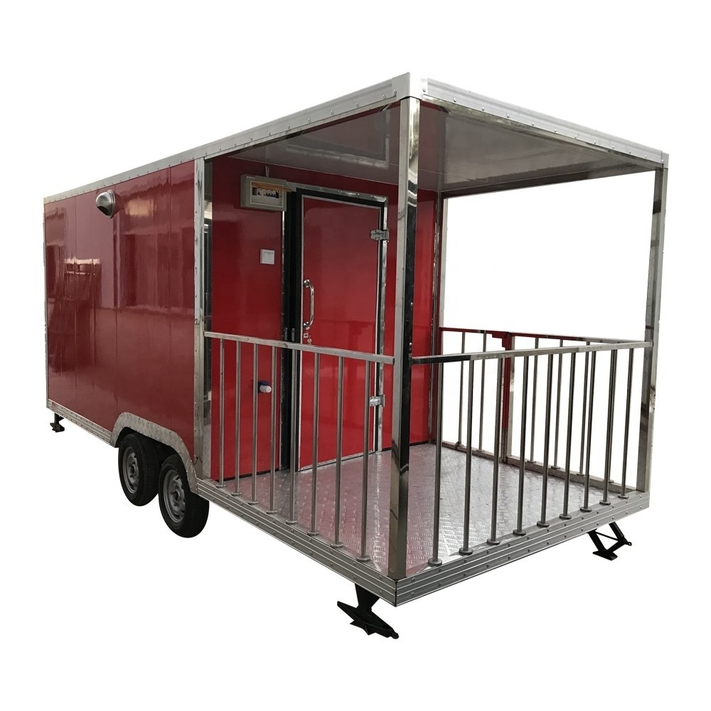 TUNE High Quality Big Caravan Fast Food Cart Freezer Food Trailer China Manufacture with Wheels