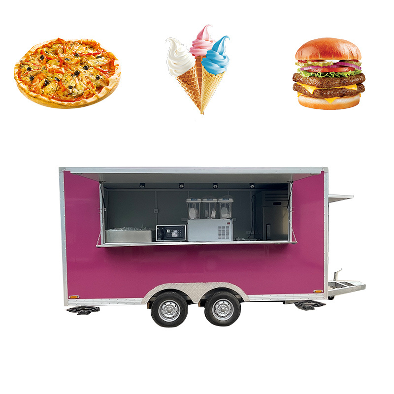 Custom Outdoor Street Fast Food Stall Kiosk Concession Square Food Trailer Mobile Ice Cream Remorque Food Truck