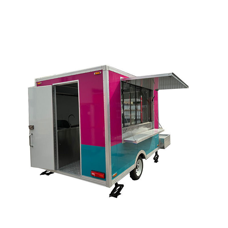 Mobile kitchen outdoor food trailer square snack fast food trailer food truck with full kitchen camper van