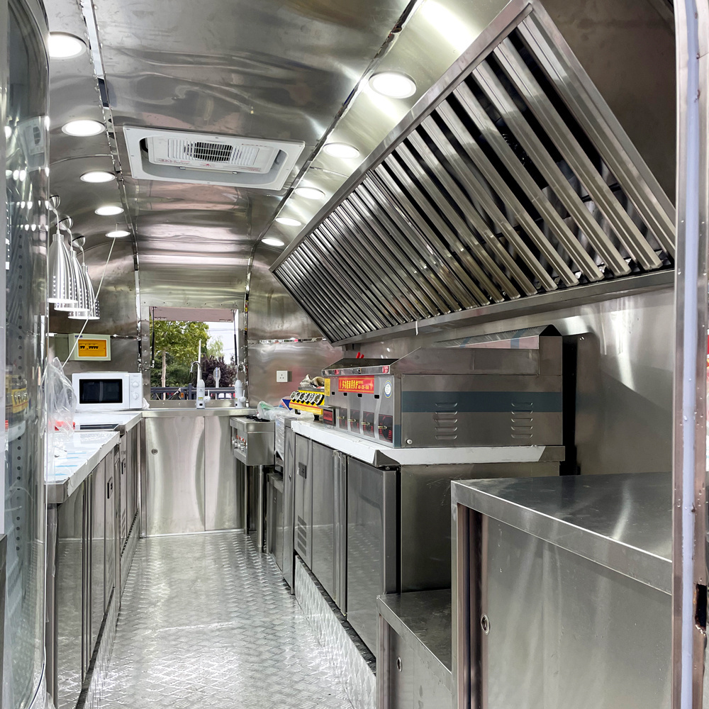 Tune Airstream Trailer Stainless Steel Hot Dog Pizza Small Coffee Ice Cream Vending Cart Restaurant Mobile Fast Airstream Food T