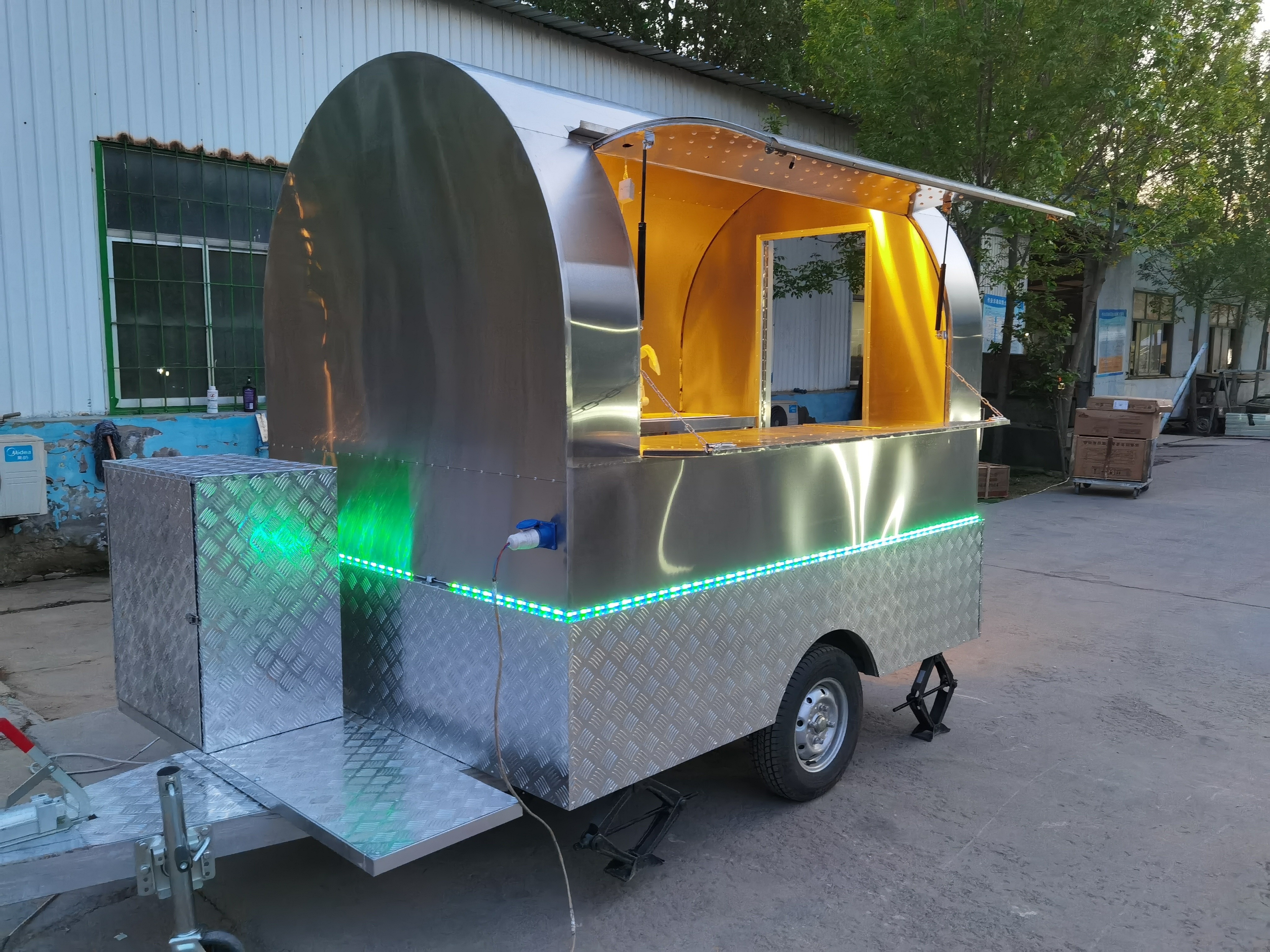 Customized Available Coffee Cart Airstream Food Trailer Modern Mobile Food Cart Street stainless steel food truck For Sale