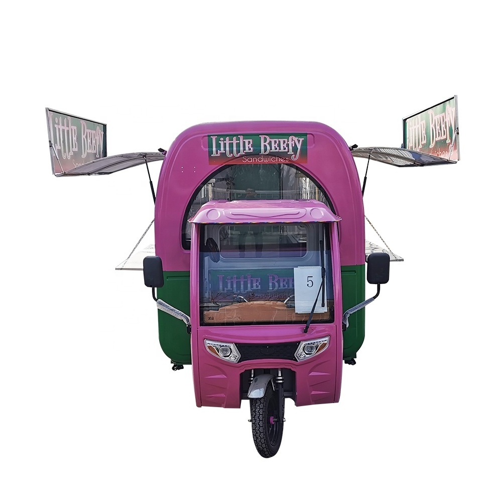 TUNE China Factory Outdoor Moto Three Wheels Electric Tricycle Ice Cream Truck Taco Food Cart for Sale