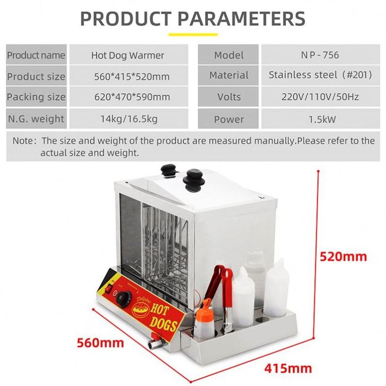 Hot Dog Warmer Stainless Steel Hot Dog Steamer with Bun Warmer