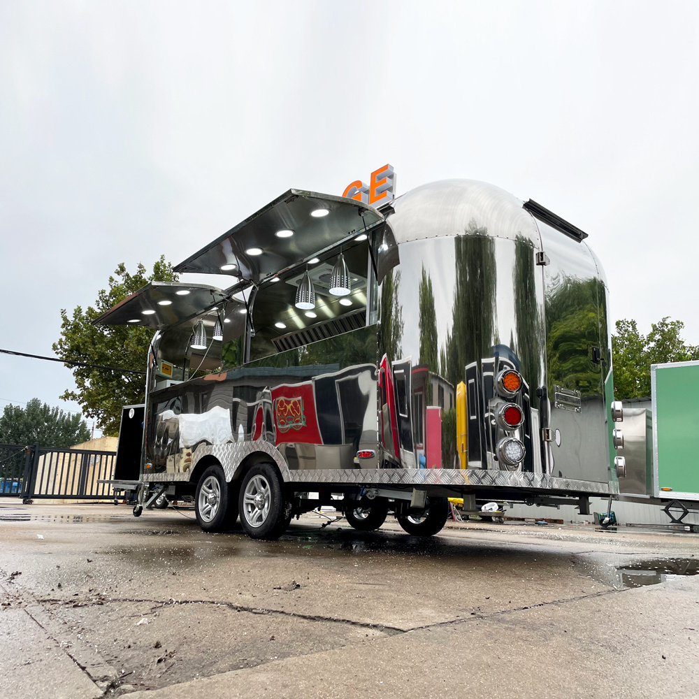 Tune Airstream Trailer Stainless Steel Hot Dog Pizza Small Coffee Ice Cream Vending Cart Restaurant Mobile Fast Airstream Food T