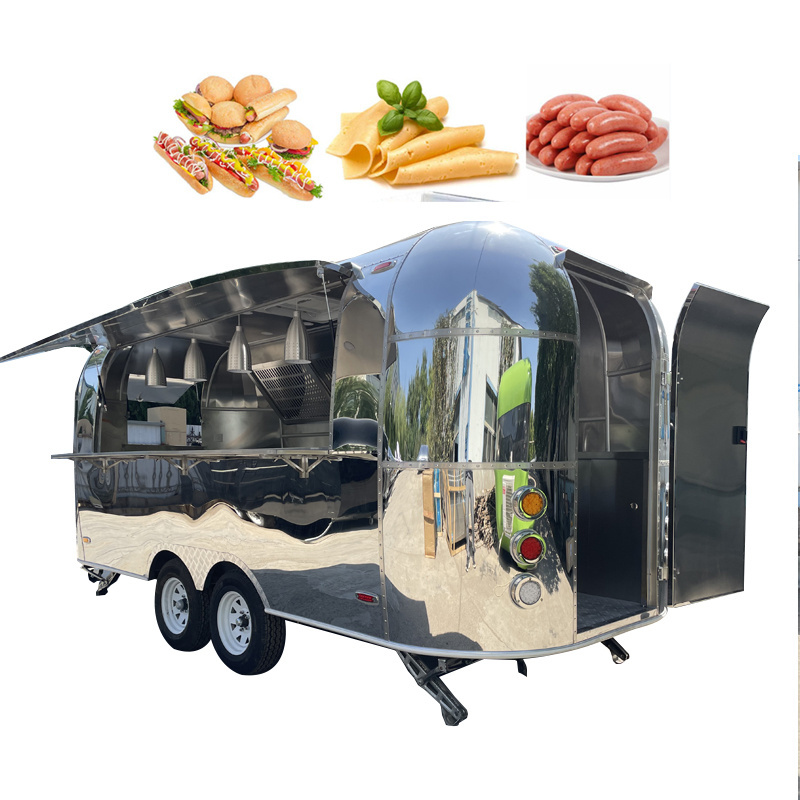 Food Track Mobile Kitchen Catering Trailer Bubble Tea Bar Coffee Truck Airstream Fast Food Trailer