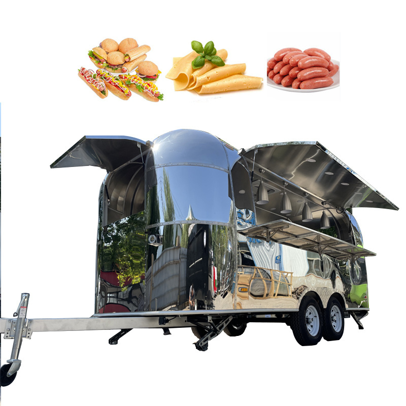 Food Track Mobile Kitchen Catering Trailer Bubble Tea Bar Coffee Truck Airstream Fast Food Trailer