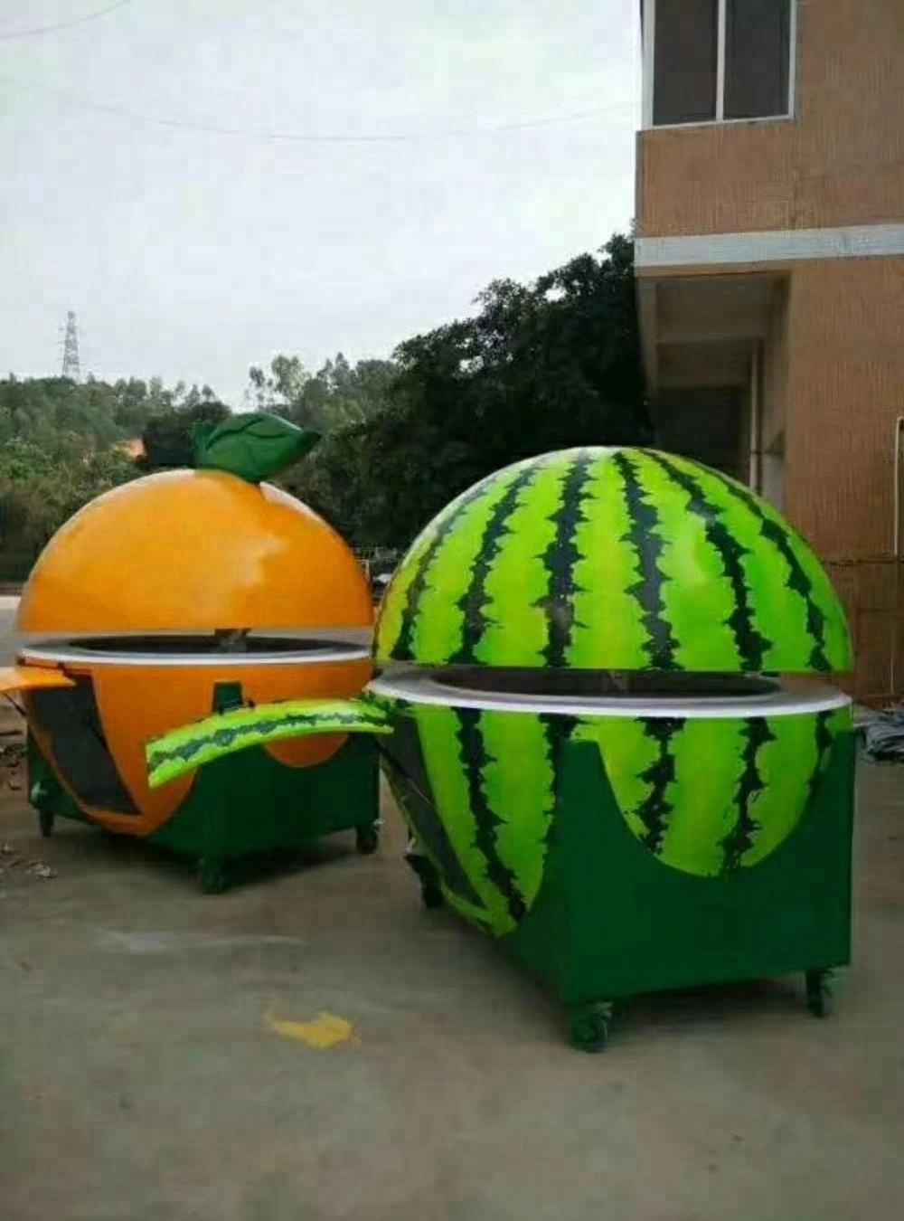 Fruit trailer Fiberglass Orange Shape stand outdoor food Kiosks kiosk design modern juice trailer