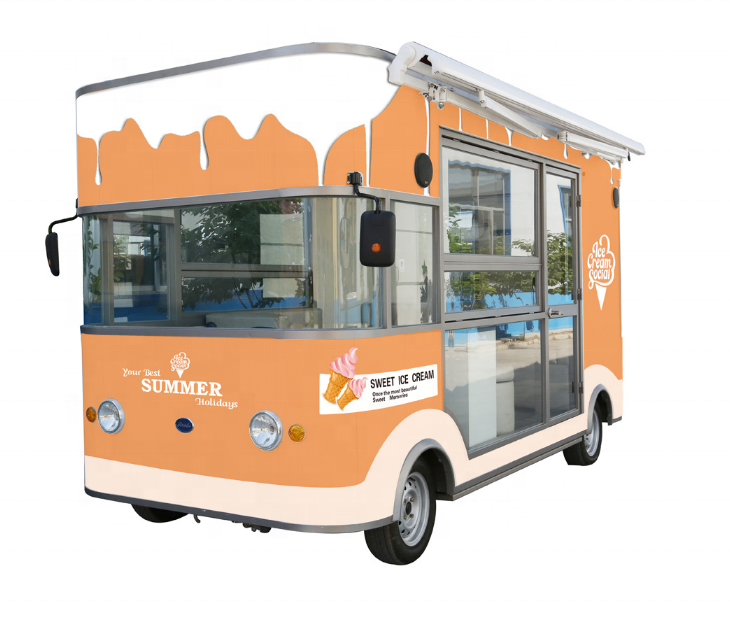 Square type mobile street coffee bike chicken food caravan trailer food cart with awning