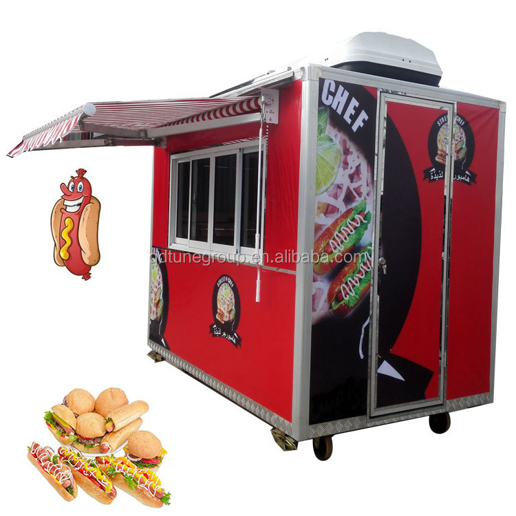 Mobile food truck 7.5ft dining car food trailer for europe vendors hotdog food cart