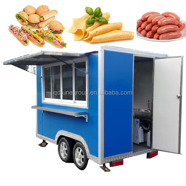 Mobile food truck 7.5ft dining car food trailer for europe vendors hotdog food cart