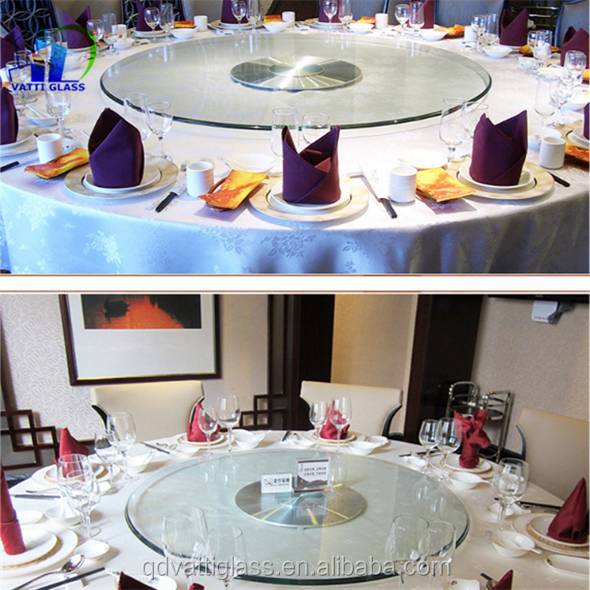 60cm 70cm 80cm 90cm Round Tempered Glass Lazy Susan Turntable, clear glass table top