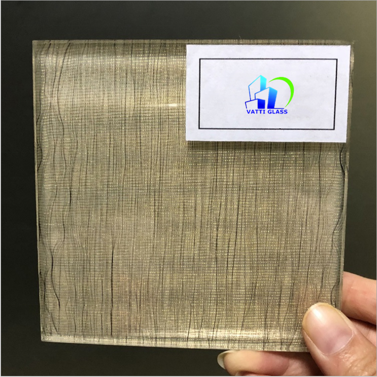 Customized Chicken Wire Glass Silk Laminated Clear Translucent Opal Obscure Laminated Glass