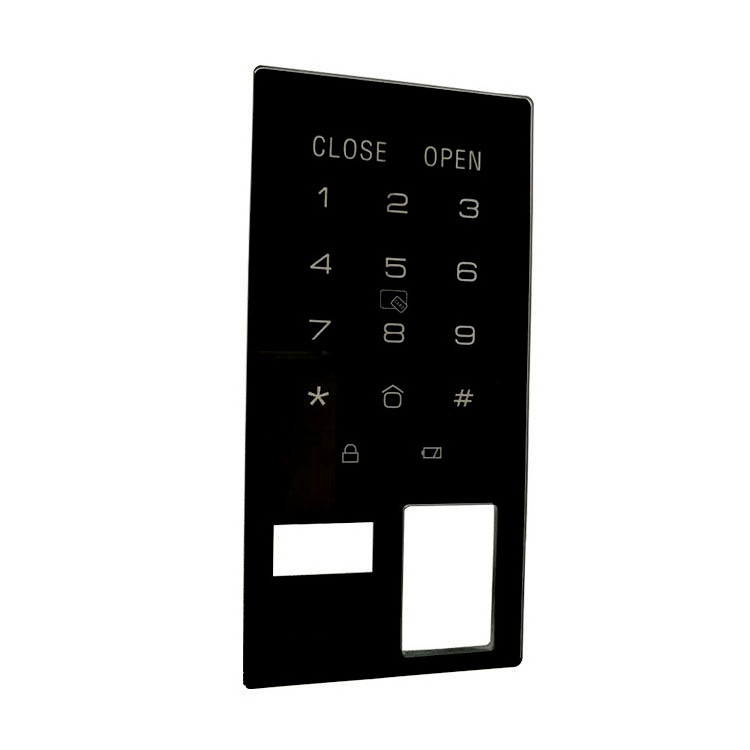 Custom Electronic Door Lock Tempered Glass Panel Black Silk Screen Glass Panel Smart Door Access Glass Panel